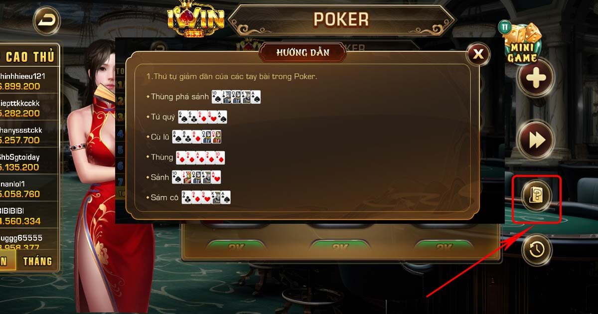 Xem hướng dẫn chơi bài Poker tại iWin chi tiết